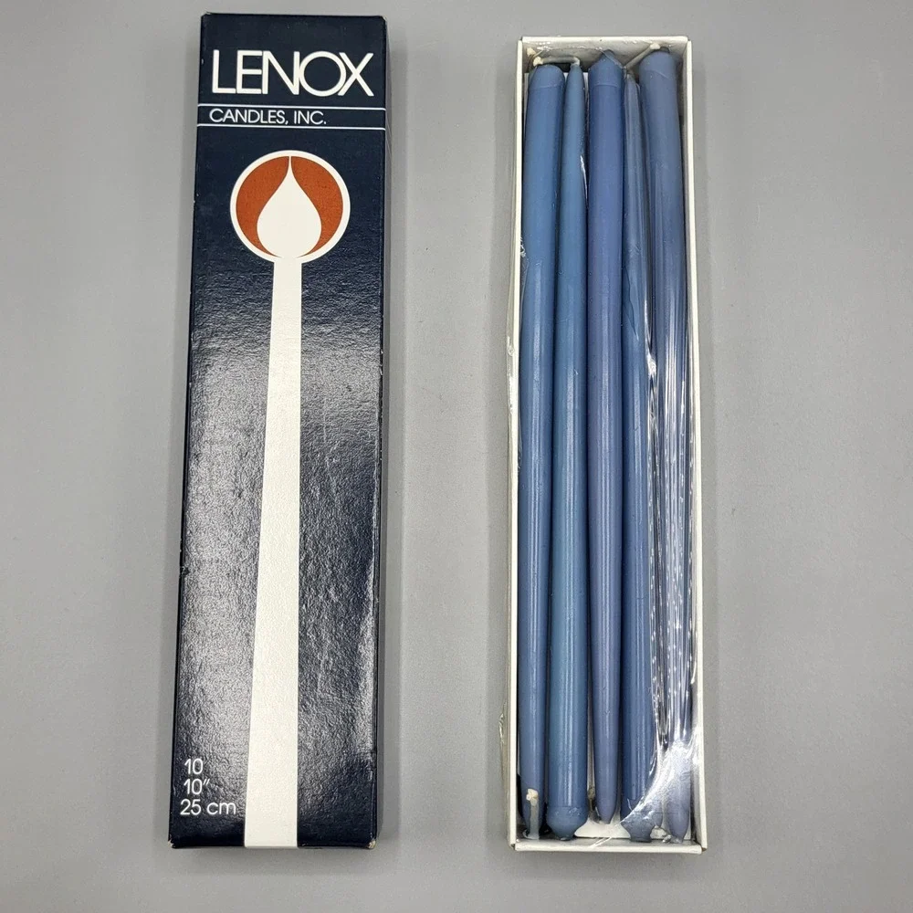 Lenox Taper Candles 10 Inch Vintage Boxed Set of 10 Blue 512-0335